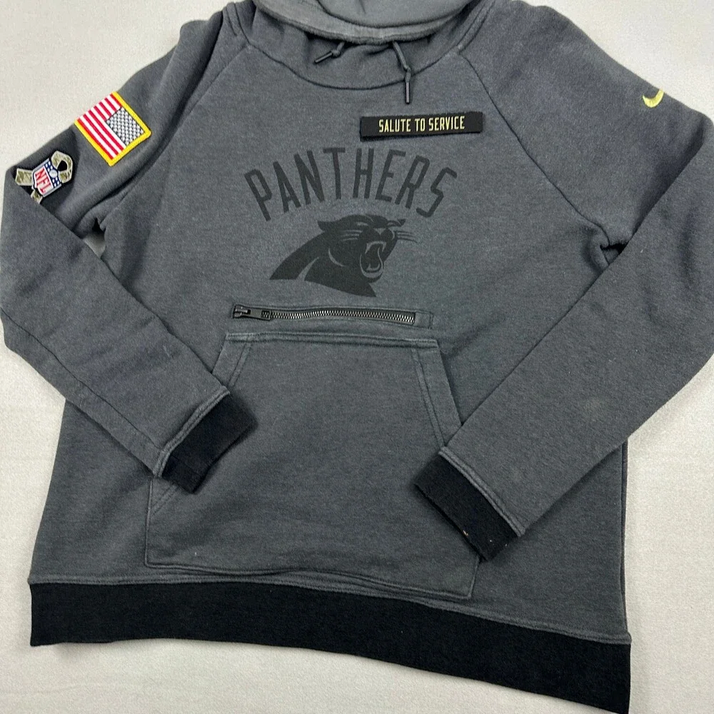 Carolina Panthers Hoodie Women Small Gray Nike On Field Salute Service Collar *